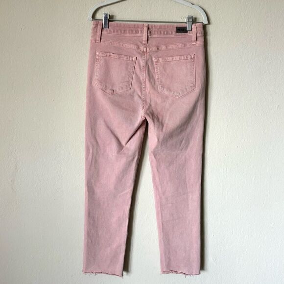 Paige Hoxton Pink Jeans Straight Leg Ankle Stretchy Raw Crop Ankle Size 28 - Picture 7 of 10